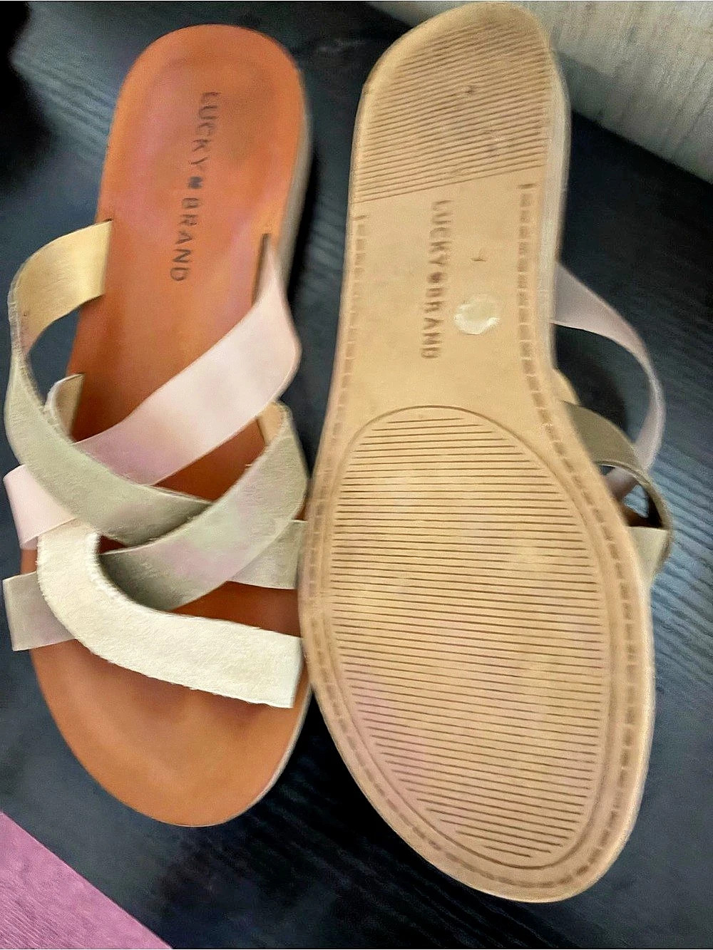 Lucky Brand Metallic Strappy Sandals